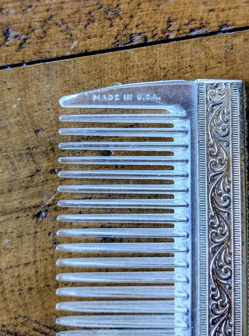 Vintage Gemite 3-Pc Vanity Set - Mirror, Brush & Comb - Silver Tone & Gold Broca
